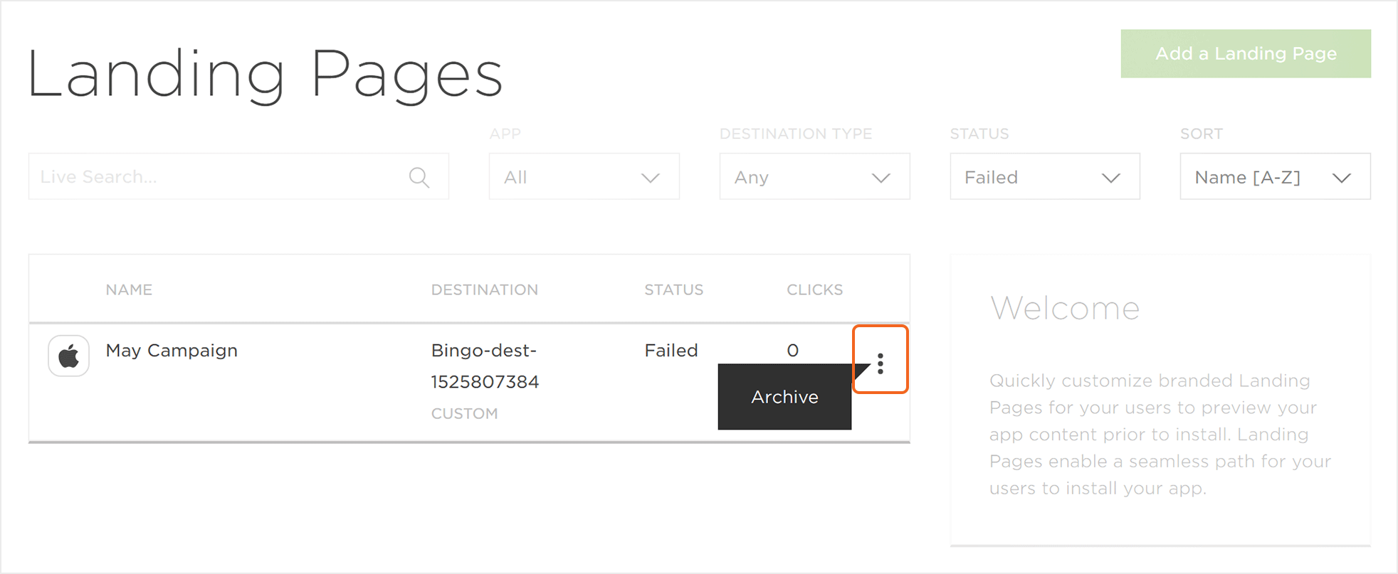 Failed Landing Pages