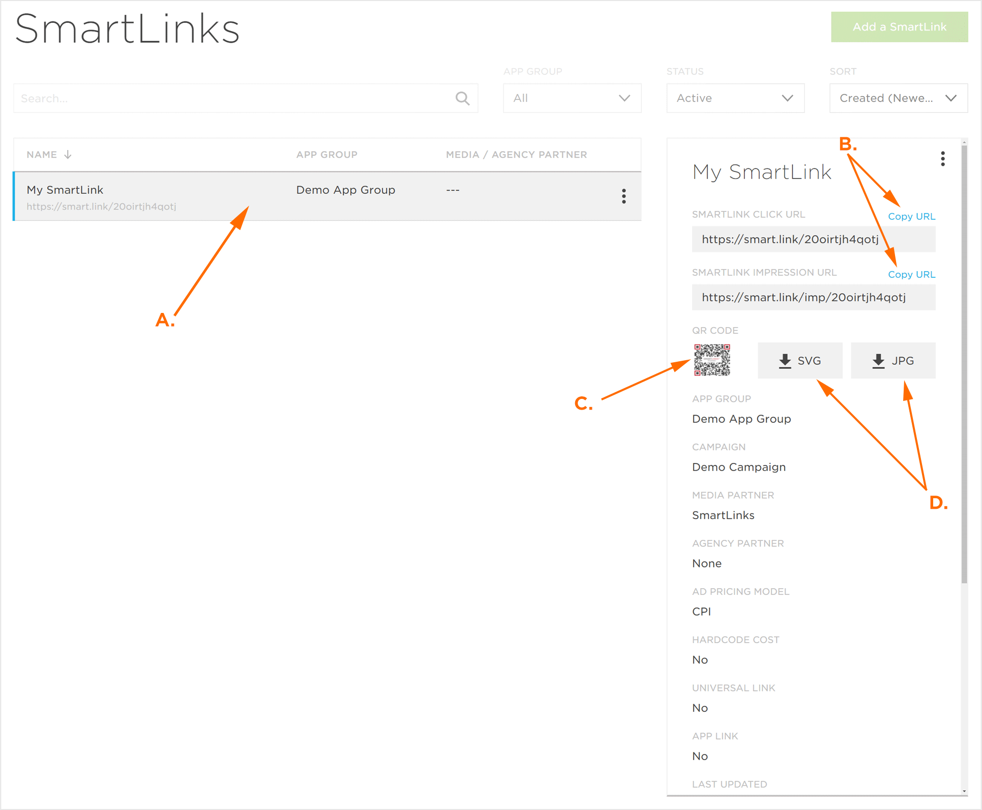 Locating Smartlink URLs