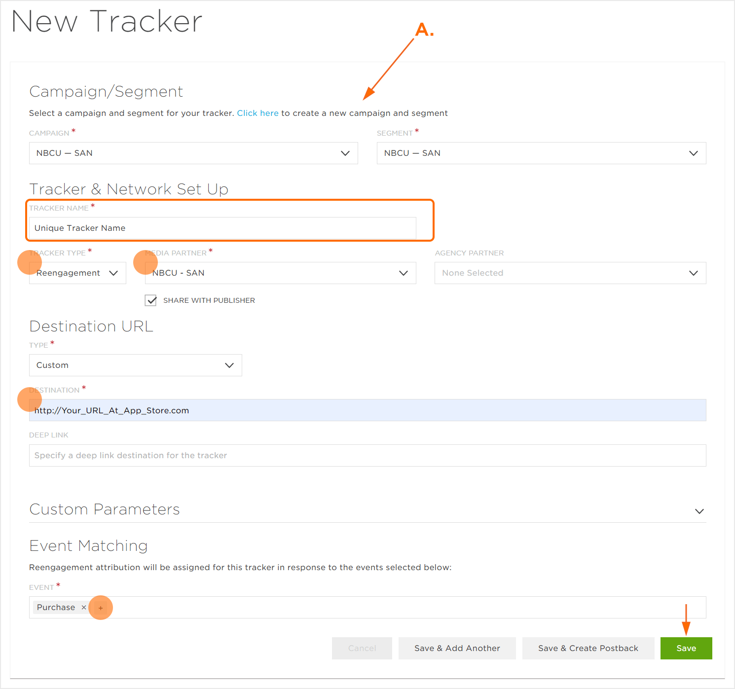 Reengagement Tracker Settings