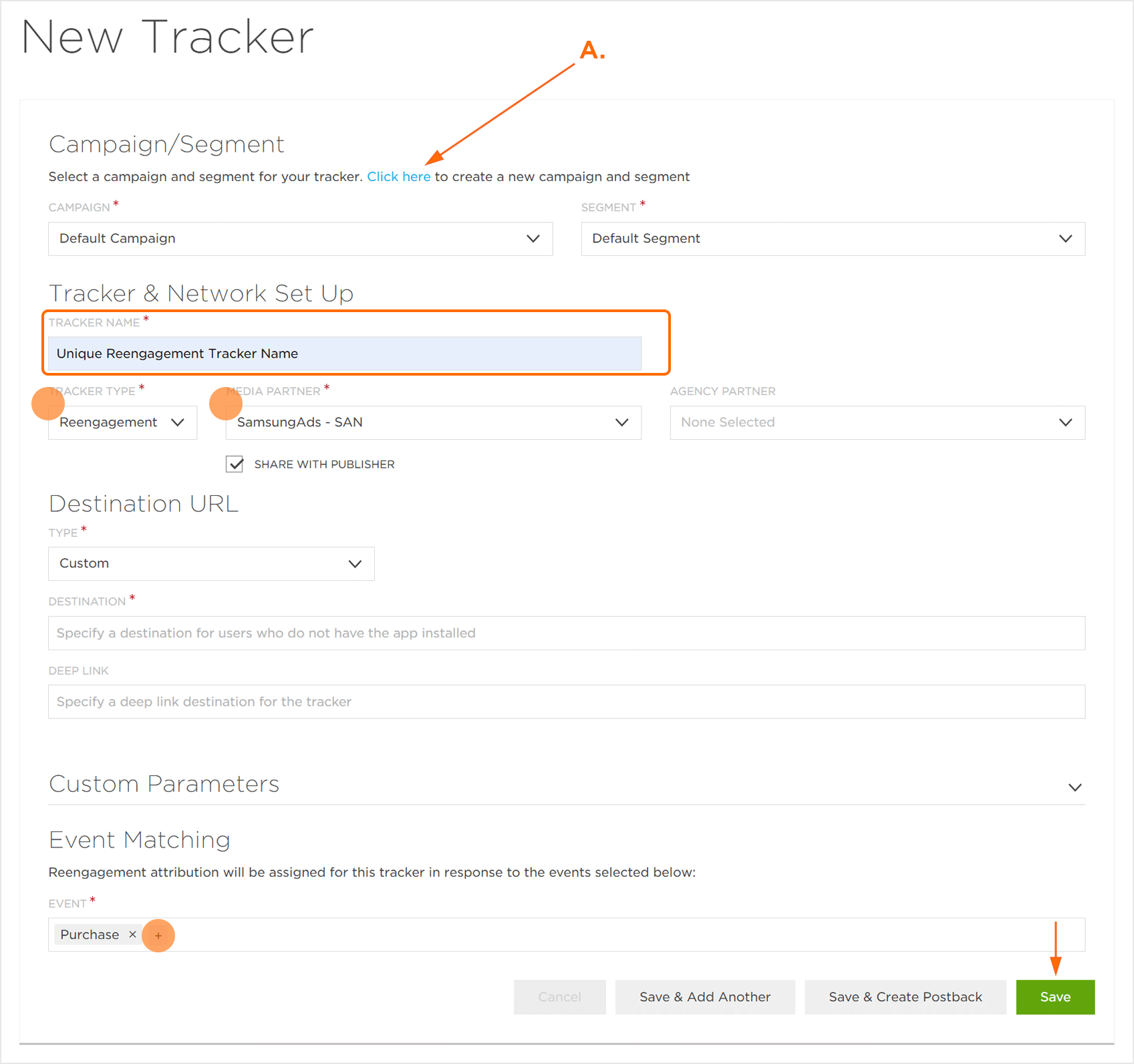 Reengagement Tracker Settings