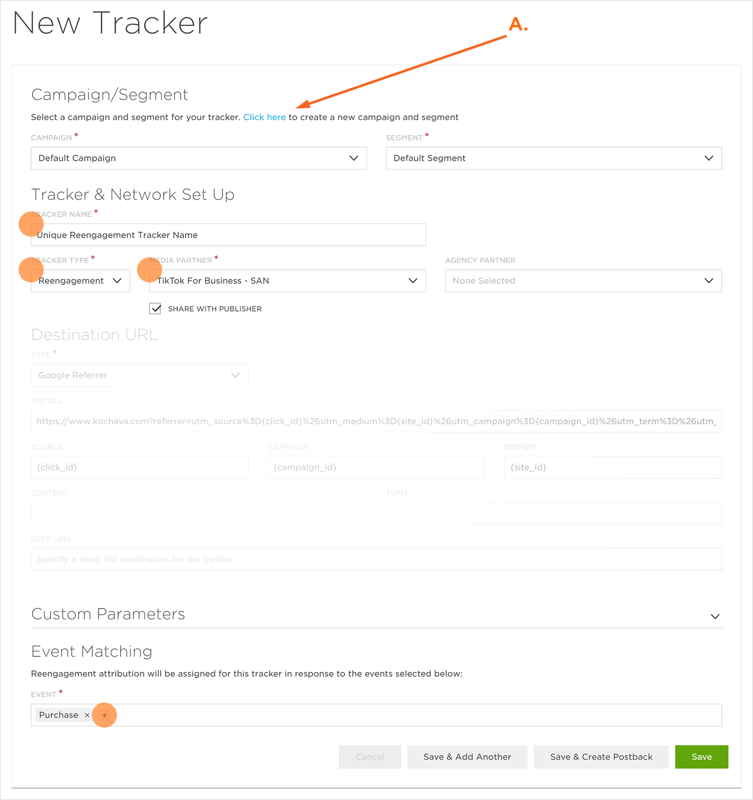 SAN Reengagement Tracker Settings