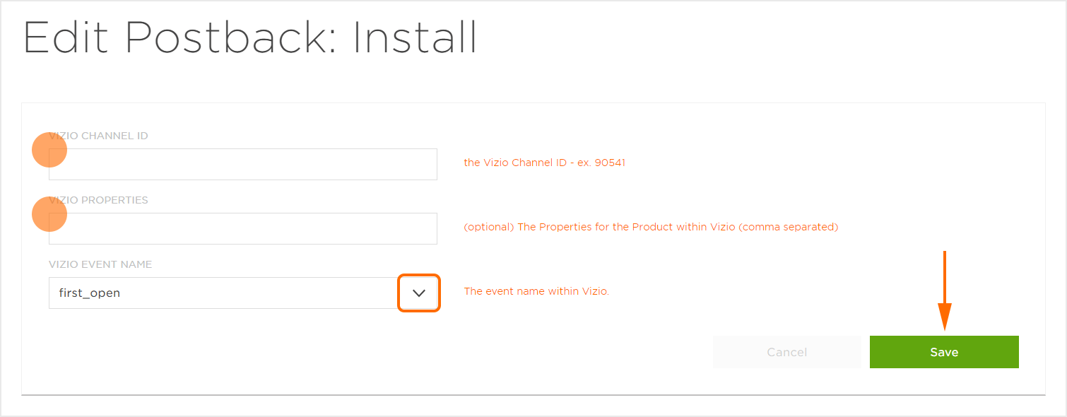 Acquisition Postback Settings