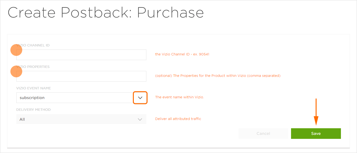 Post Install Event Postback Settings