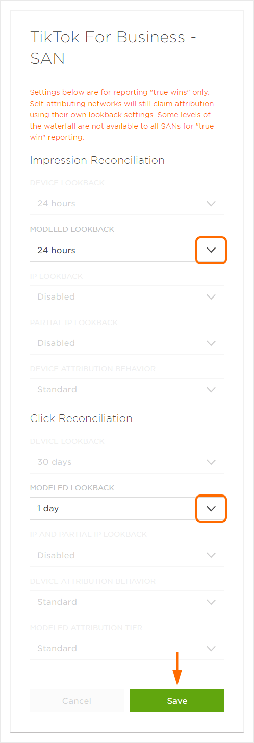 Pastback Reconciliation Settings