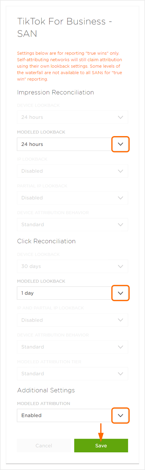 Pastback Reconciliation Settings