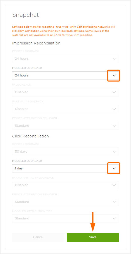 Pastback Reconciliation Settings