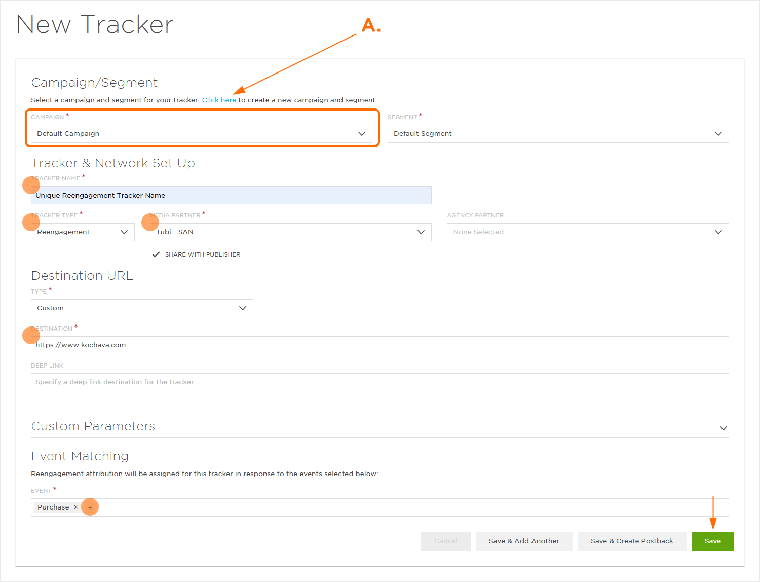 Reengagement Tracker Settings